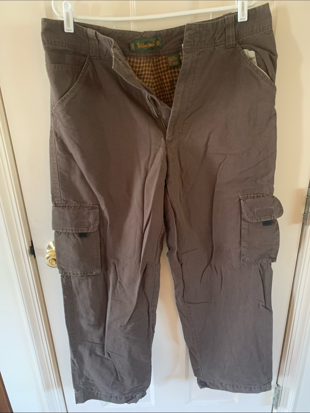 Timberland Men's Flannel Lined Green Cargo Work Pants